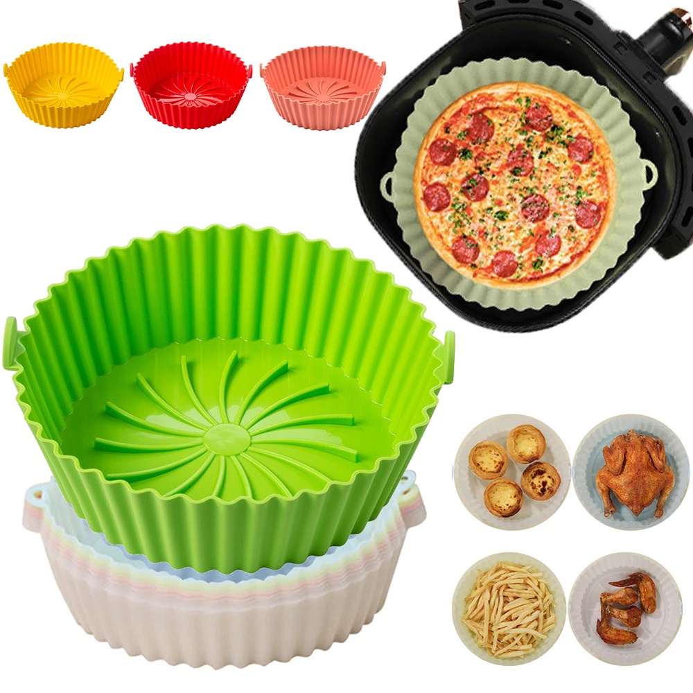 Tấm Lót Nồi Hấp/ Nồi Chiên Không Dính Hình Tròn Bằng Silicone Chống Dính Có Thể Tái Sử Dụng Tiện Lợi