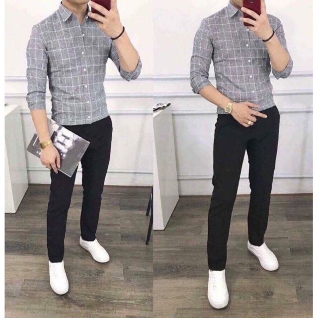 Áo sơ mi kẻ dọc hàn quốc - kèm ảnh thật