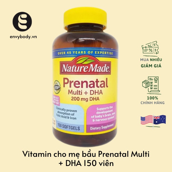 Vitamin cho bà bầu Prenatal Multi + DHA viên uống vitamin tổng hợp cho mẹ bầu của Mỹ 150 viên