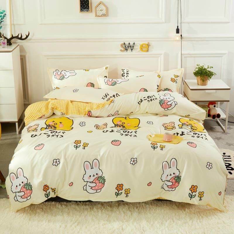Bộ chăn ga gối phong cách Hàn Quốc Cotton poly - Vịt vàng ( 2 lựa chọn)