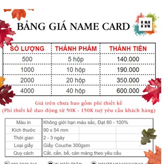 In 20 hộp danh thiếp