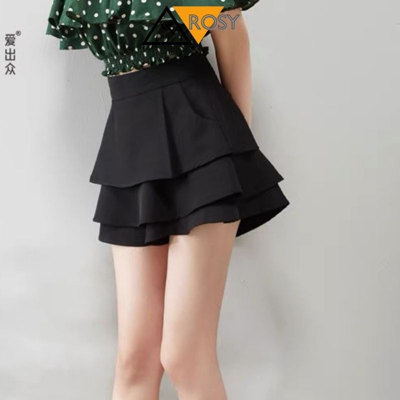 Chân váy xòe 3 tầng dáng ngắn lưng cạp cao chất voan mềm mịn
