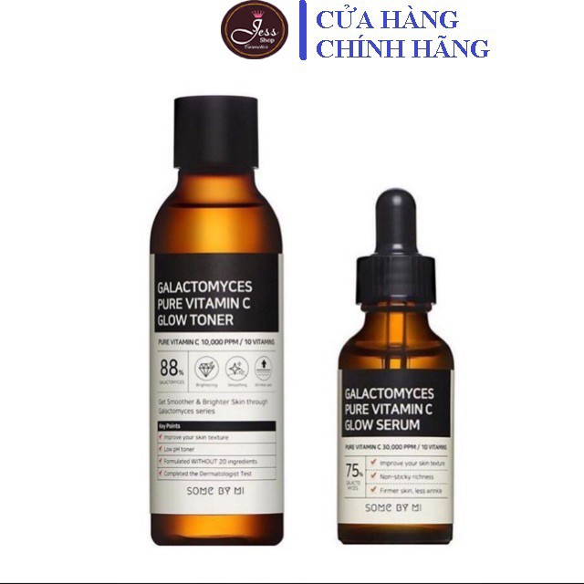 Bộ 2 Sản Phẩm Dưỡng Trắng Mờ Thâm Some By Mi Galactomyces Pure Vitamin C Glow (Toner + Serum)