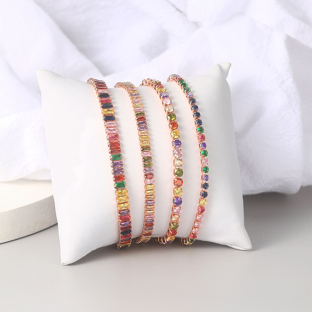 Vòng tay đính đá Zircon nhiều màu sắc có thể điều chỉnh kích cỡ