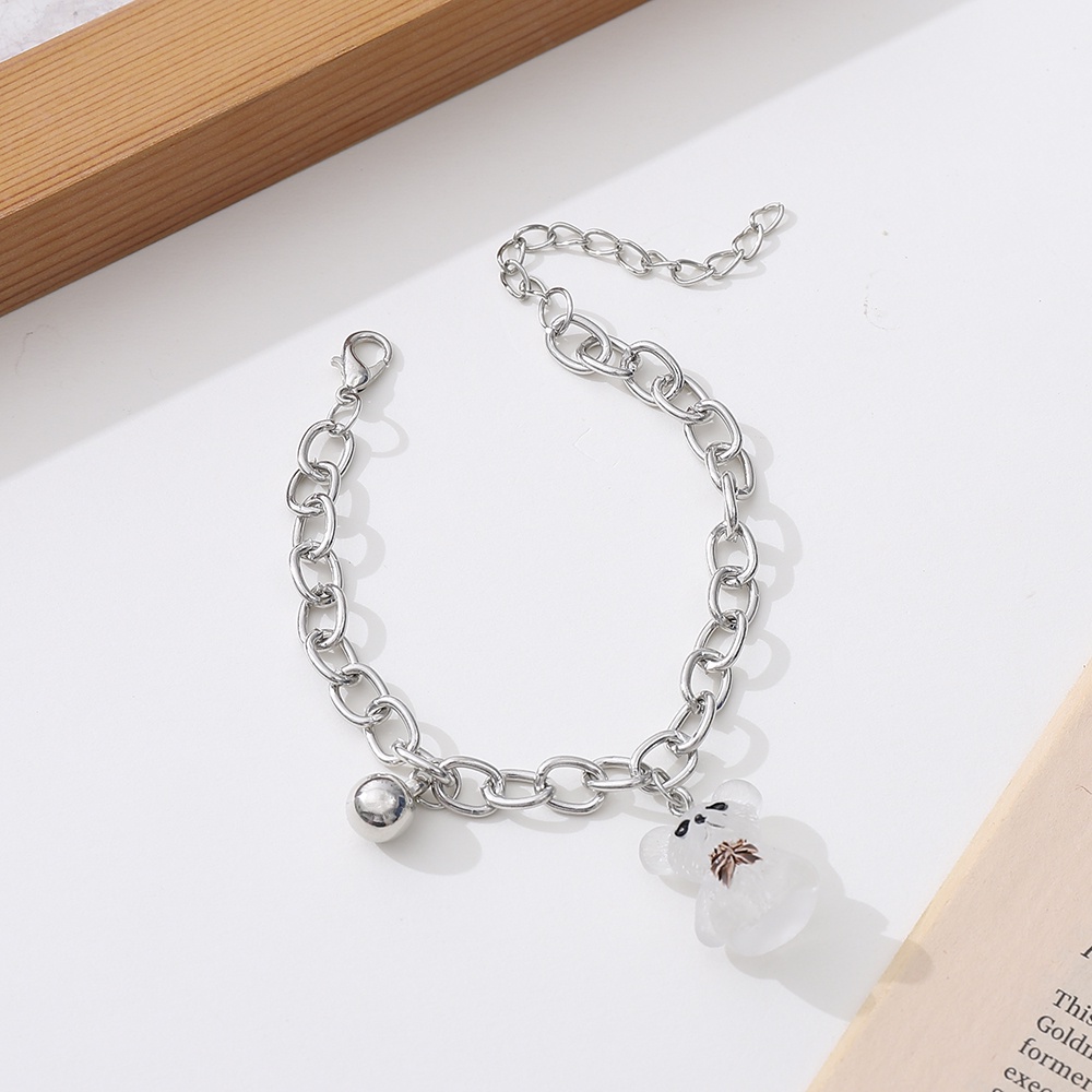 Vòng Tay Mặt Hình Gấu Trong Suốt Phong Cách hip-Hop unisex