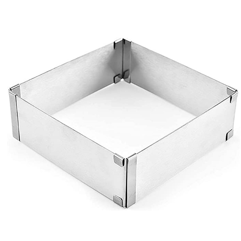 Khuôn ring mousse vuông có điều chỉnh kích thước 16cm - 28cm