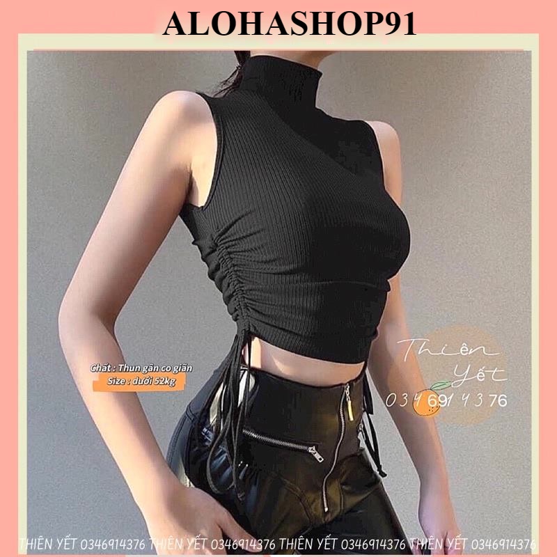 Áo kiểu BA LỖ CỔ LỌ RÚT HAI BÊN nữ dáng croptop ALOHASHOP91