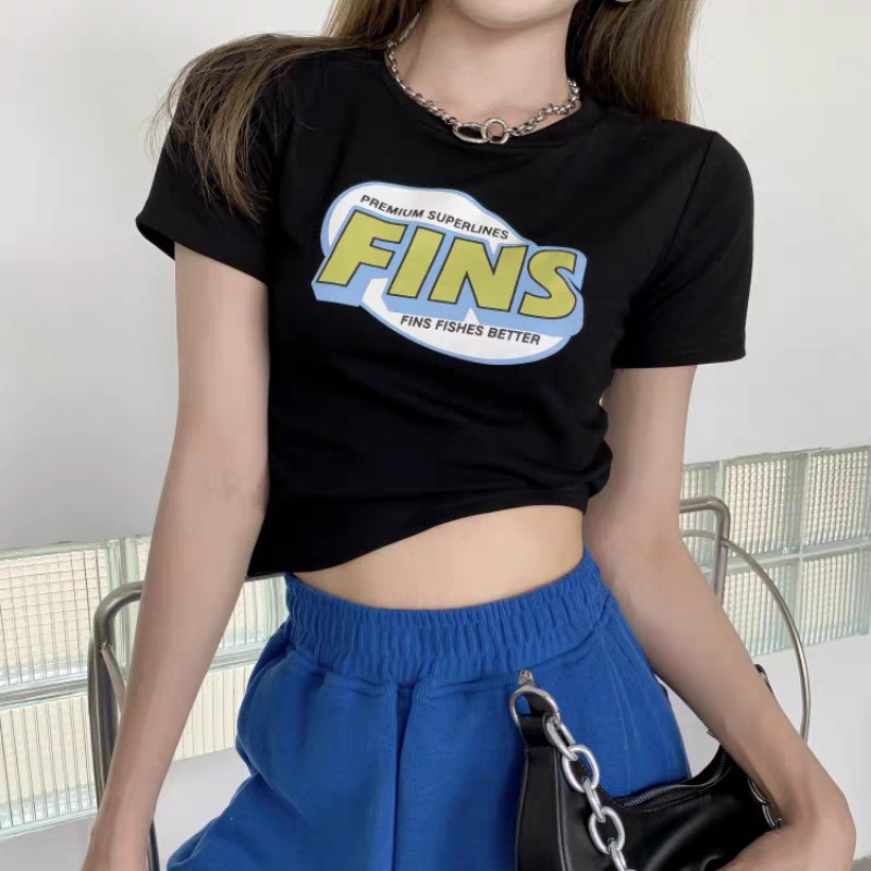 Áo Thun Croptop Ngắn Tay Dáng Ôm Phong Cách Mùa Hè Kiểu Hàn Xinh Xắn Cho Nữ