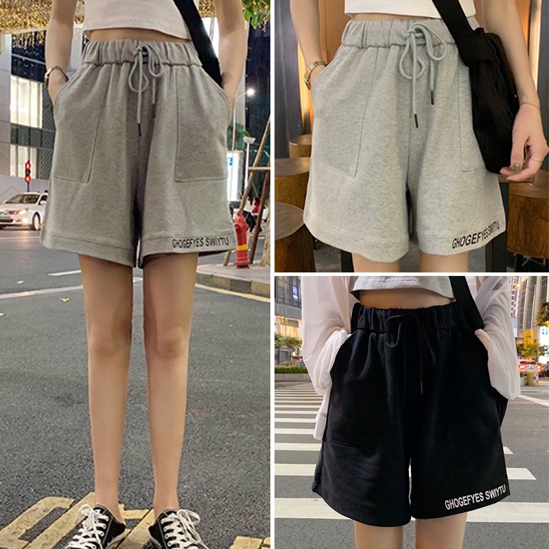 Quần Short Cotton Lưng Cao Có Túi Phối Dây Rút Cá Tính Cho Nữ