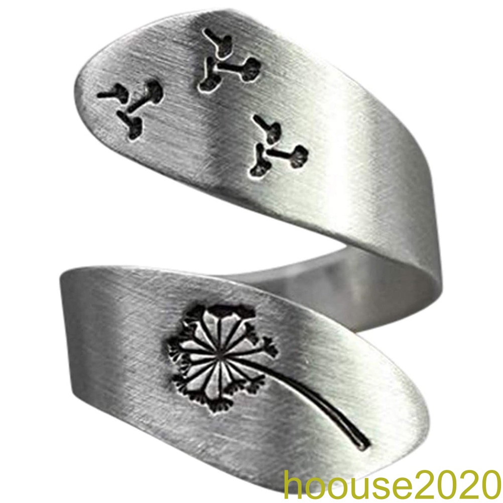 [house]Adjustable Open Ring Alloy Electroplating Art Ring Gift for Women and Girls Mountain Peak Pine Tree Dandelion