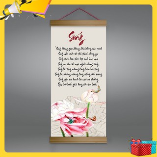 Tranh canvas thả nẹp gỗ “Sống” W4034