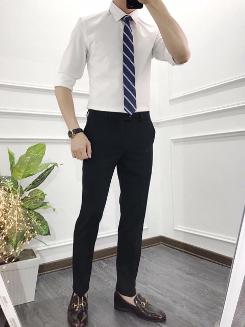 Set đồ nam công sở 1 quần nam cao cấp và 1 áo sơmi lụa trơn mịn (khách đặt size lệch ghi chú ở đơn hàng)