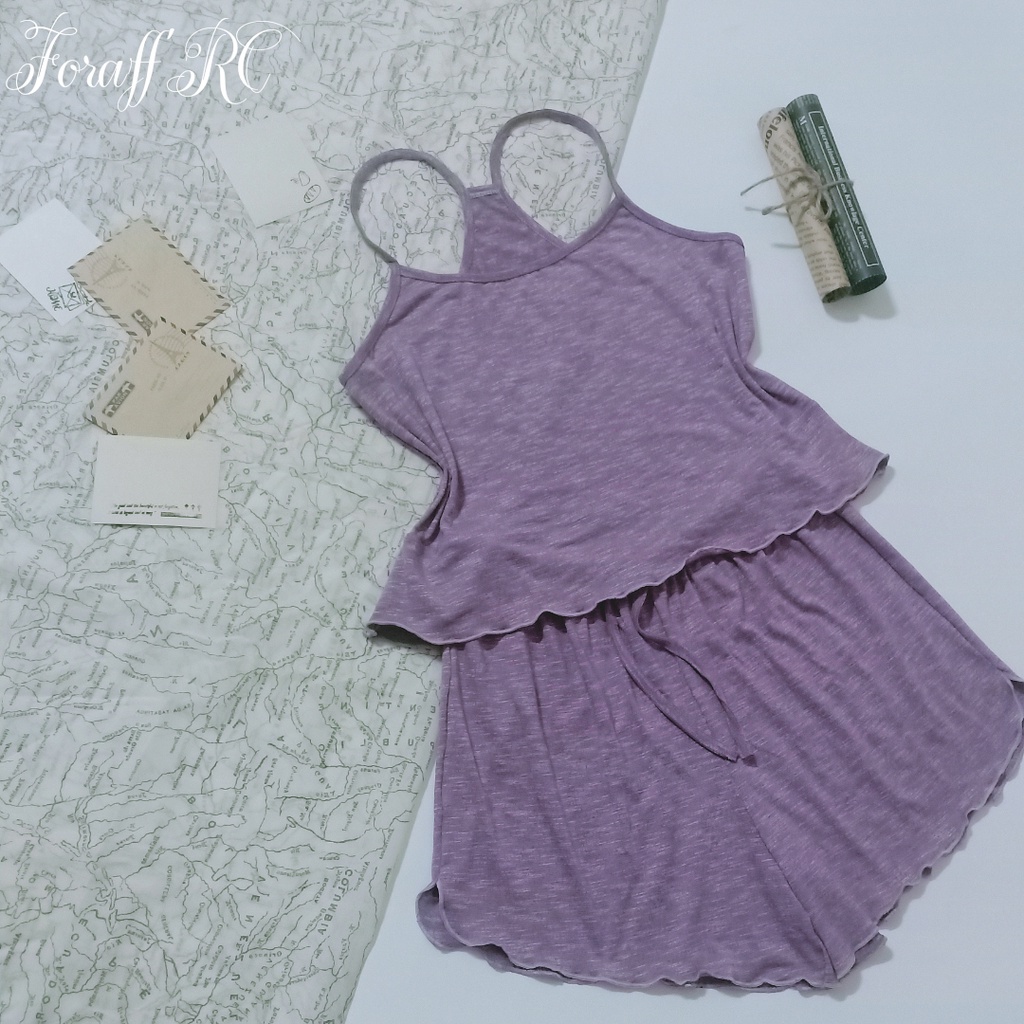 Đồ bộ ngủ nữ RCB12, hai dây yếm chất liệu thun cotton 100% | BigBuy360 - bigbuy360.vn