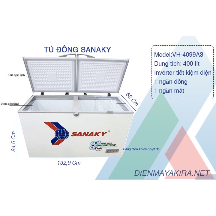 Tủ đông INVERTER Sanaky VH-4099A3 (400 Lít)