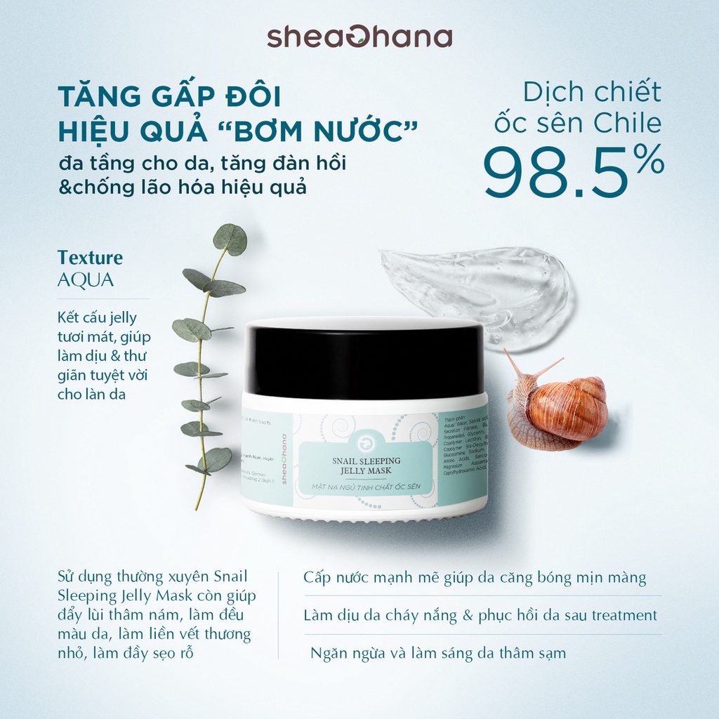 Mặt nạ ngủ tinh chất ốc sên SheaGhana Snail sleeping jelly mask 50g