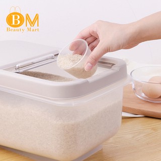 Hộp đựng gạo bằng nhựa PP chống ẩm trong suốt sức chứa 10kg nắp kéo