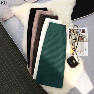 Chân Váy Len Dài Lưng Cao Ôm Dáng Phong Cách Thu Đông Mới