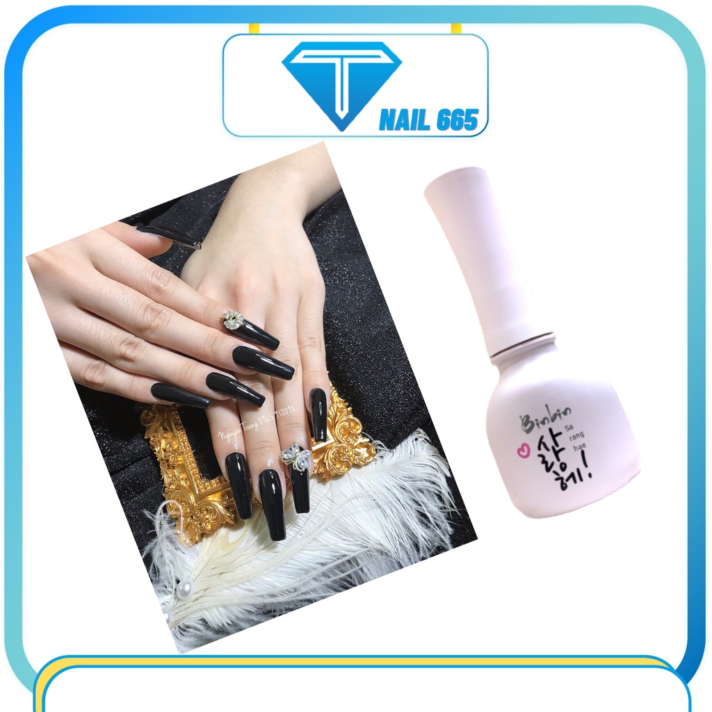 Sơn gel nail đen trắng . Nước sơn móng tay đen trắng Bin Bin hàn quốc cao cấp