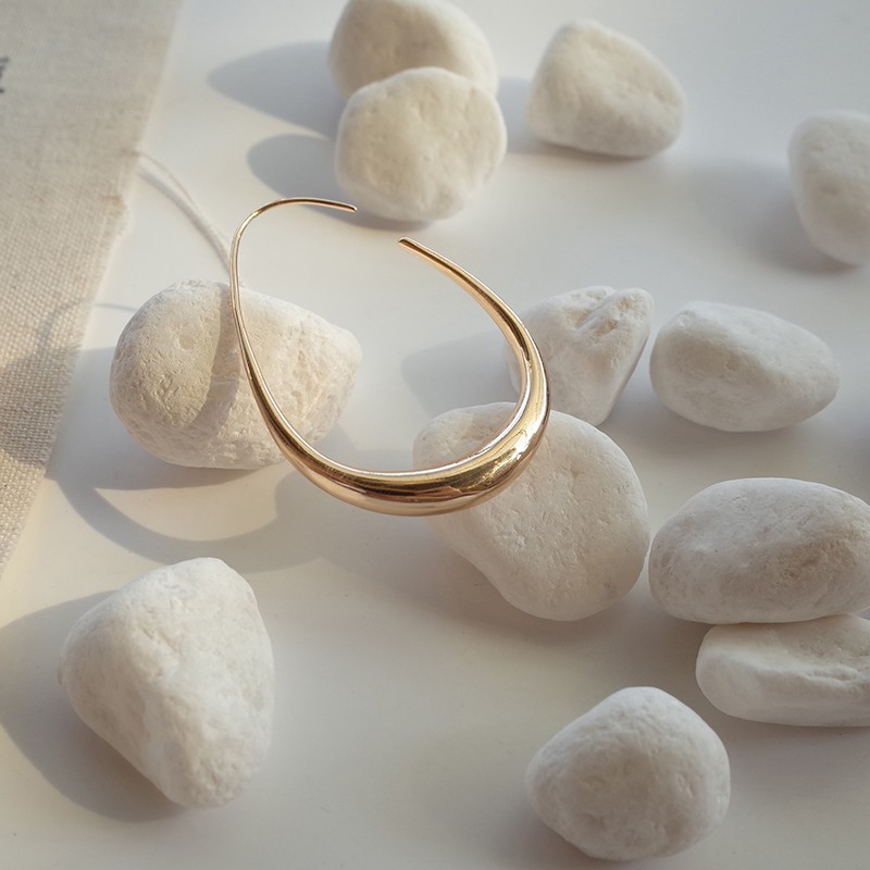 Khuyên Tai Kim Loại Hình Oval Đơn Giản A732