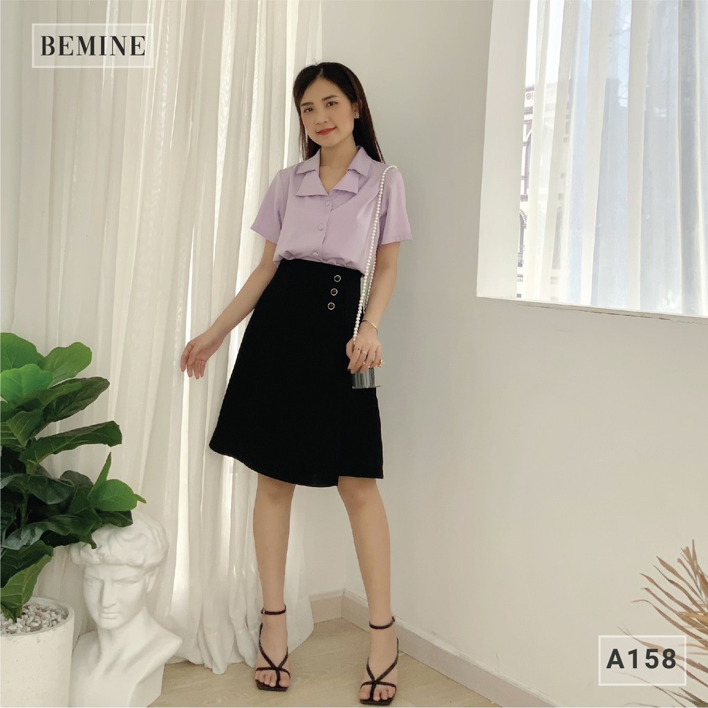 Áo sơ mi công sở nữ cổ tim 2 lá tay ngắn BEMINE A158TIM