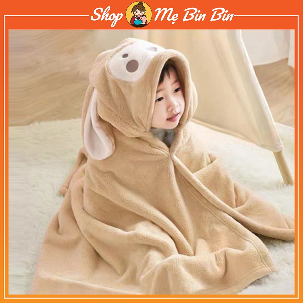 Khăn tắm cho bé, có mũ choàng giữ ấm tốt, chất liệu cao cấp mềm mại, êm và mịn