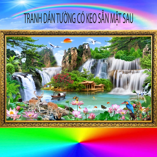 TRANH DÁN TƯỜNG 3D-PHỎNG CẢNH-NON NƯỚC HƯU TÌNH