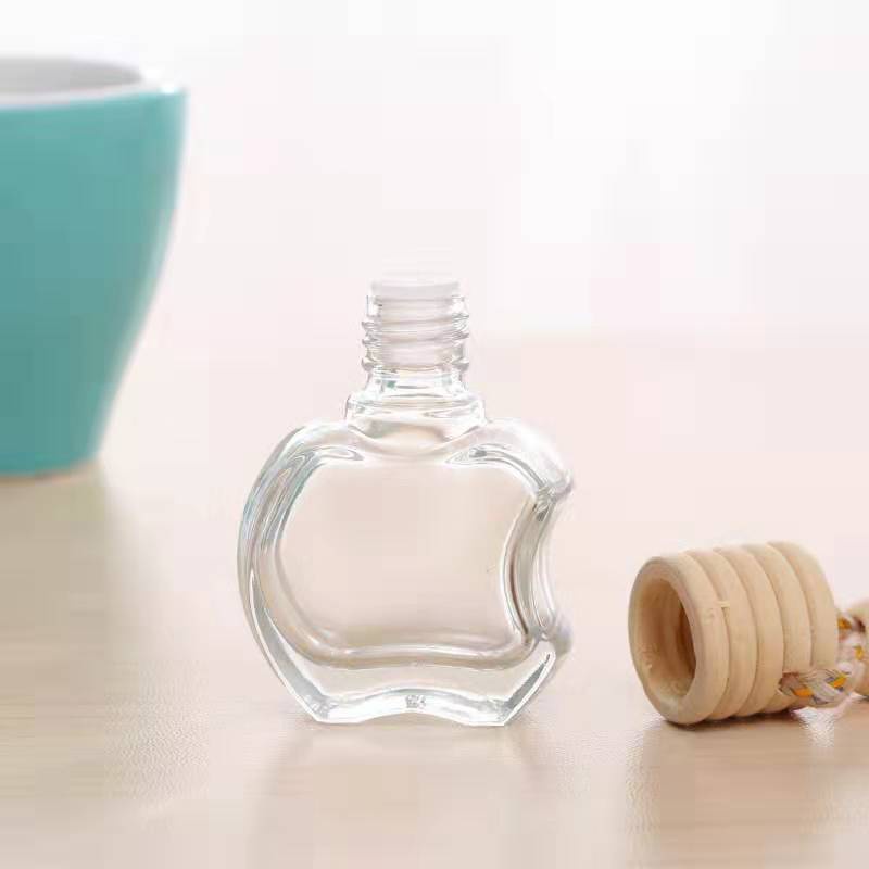 Vỏ chai tinh dầu thủy tinh treo xe hình quả táo nắp gỗ [Giá sỉ/lẻ]