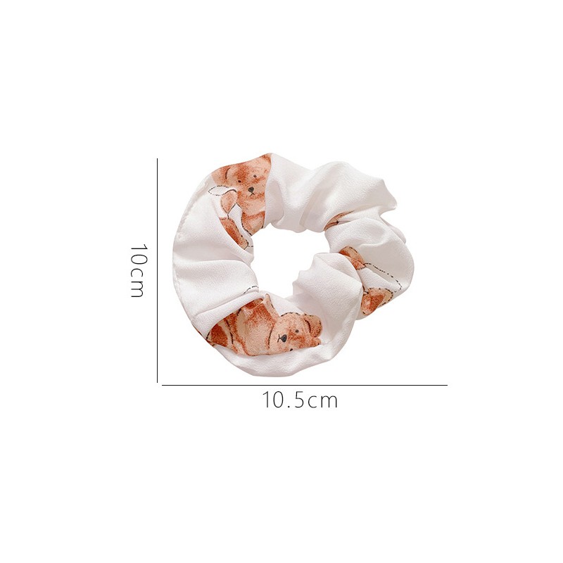 Dây cột tóc vải Scrunchies Hàn Quốc họa tiết gấu xinh xắn cho nữ