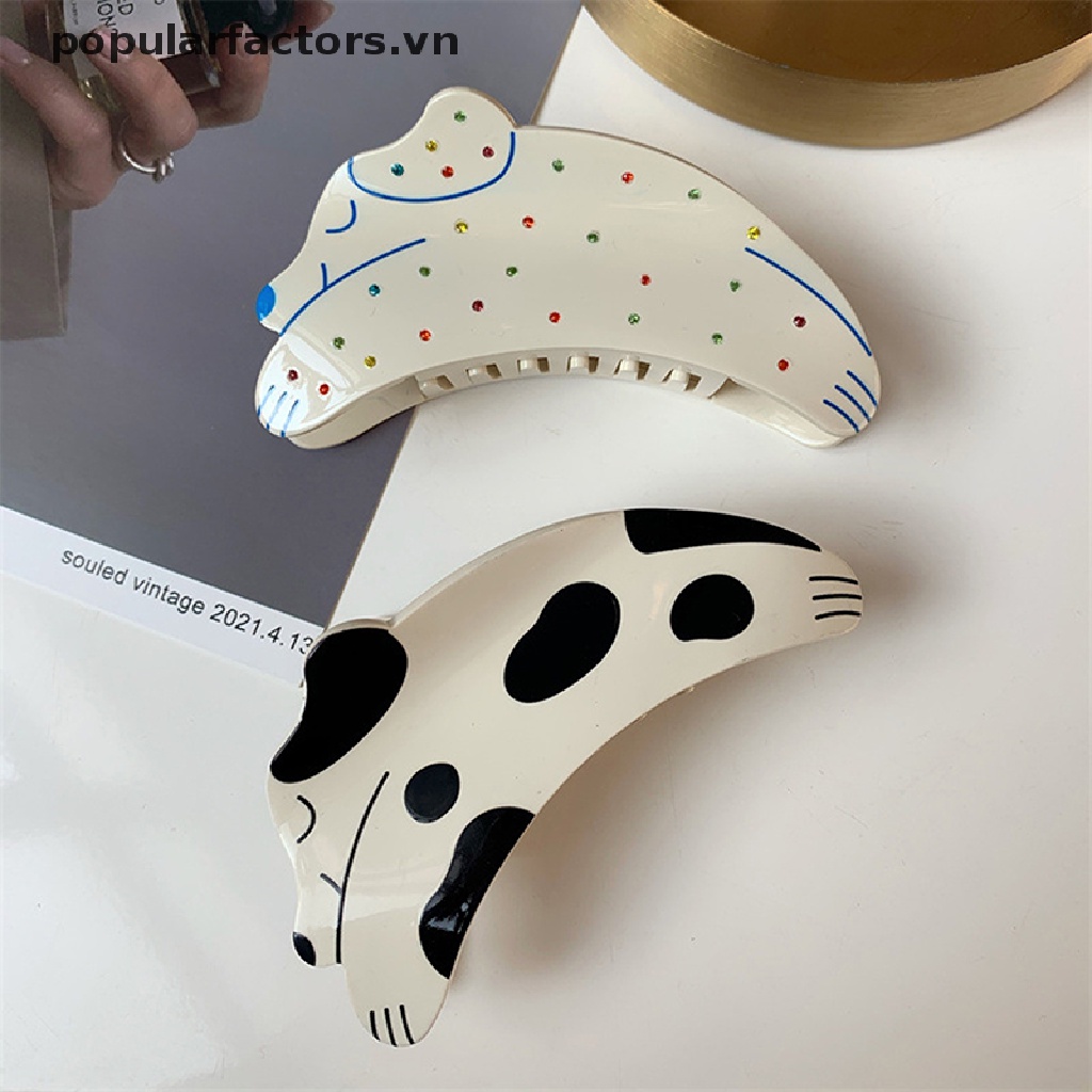 Kẹp Tóc Đính Đá Hình Chó Dalmatian Màu Sắc Đáng Yêu
