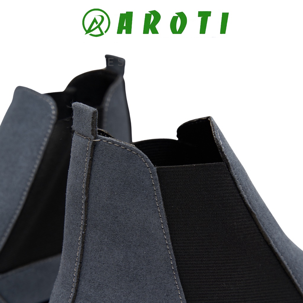 Giày chelsea boots da lộn, cổ chun, đế khâu chắc chắn- mã cb548Xámb