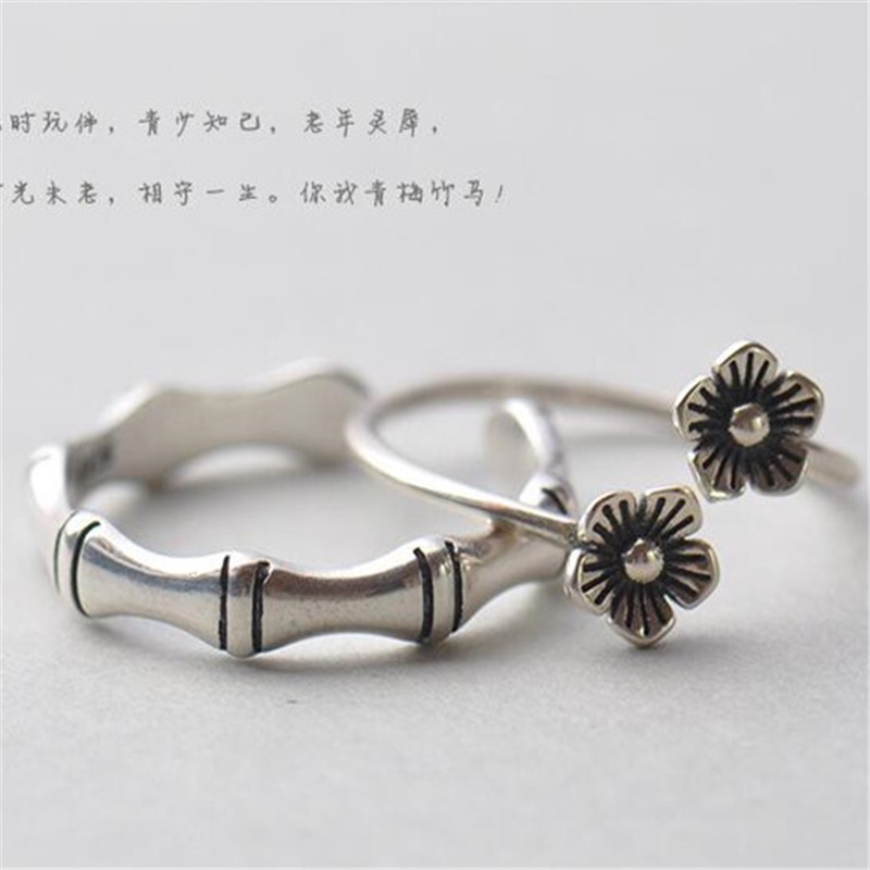 Nhẫn Bạc 925 Hình Hoa Anh Đào Phong Cách Thái Lan / Anh Đào / Bạc 229