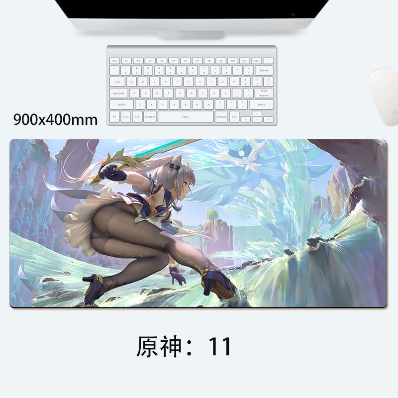 Tấm lót chuột bàn máy tính chơi game dày dặn họa tiết hoạt hình Genshin Impact cỡ lớn