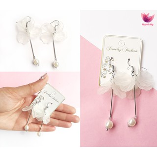 Shop tự chụp sp 100% - Bông tai KHUYÊN TAI HOA THỦY TINH XINH XẮN PHONG CÁCH Hàn Quốc