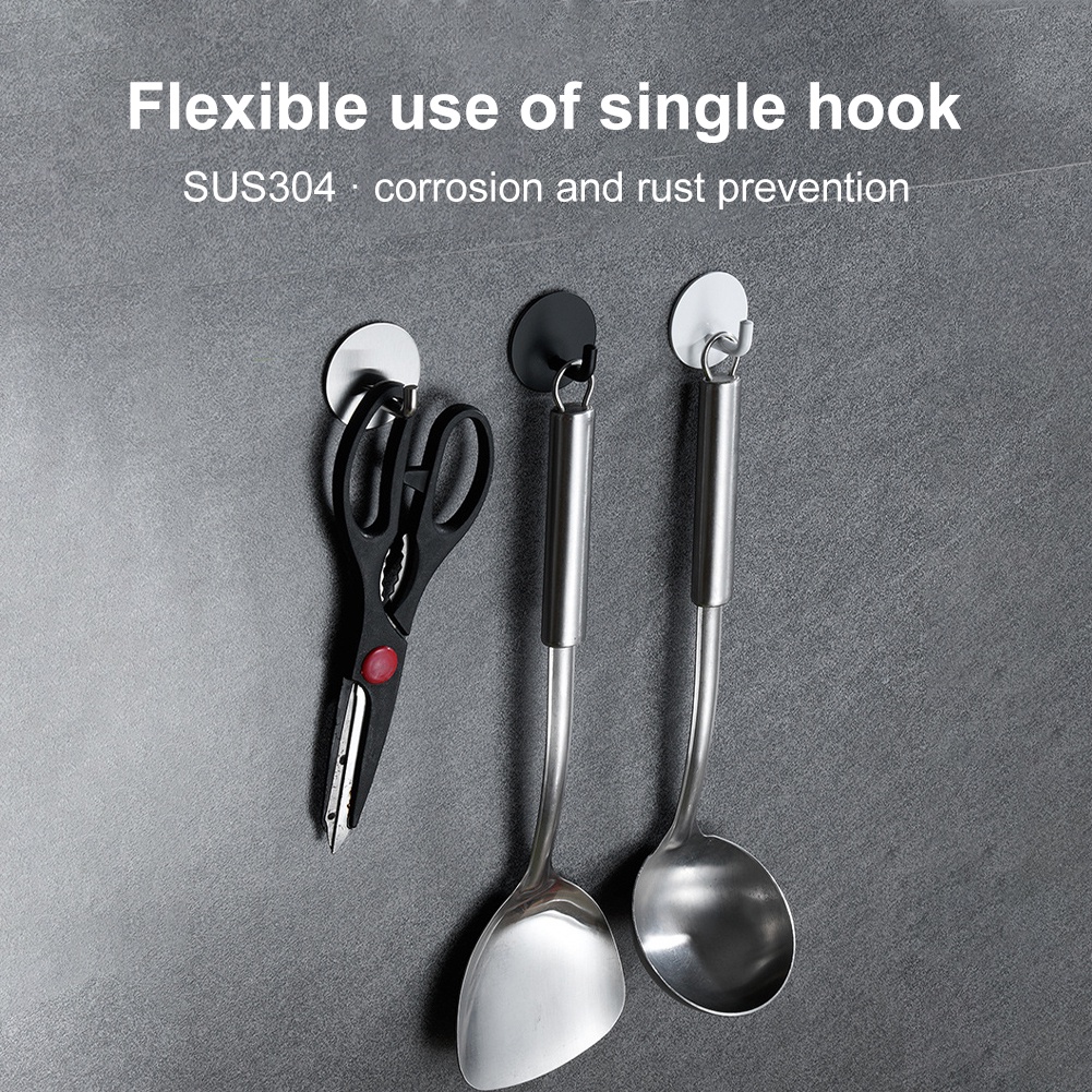 Giá Đỡ Dù / Chìa Khóa Tự Dính Hình Tròn Bằng Thép Không Gỉ Tiện Lợi Dành Cho Phòng Tắm / Nhà Bếp