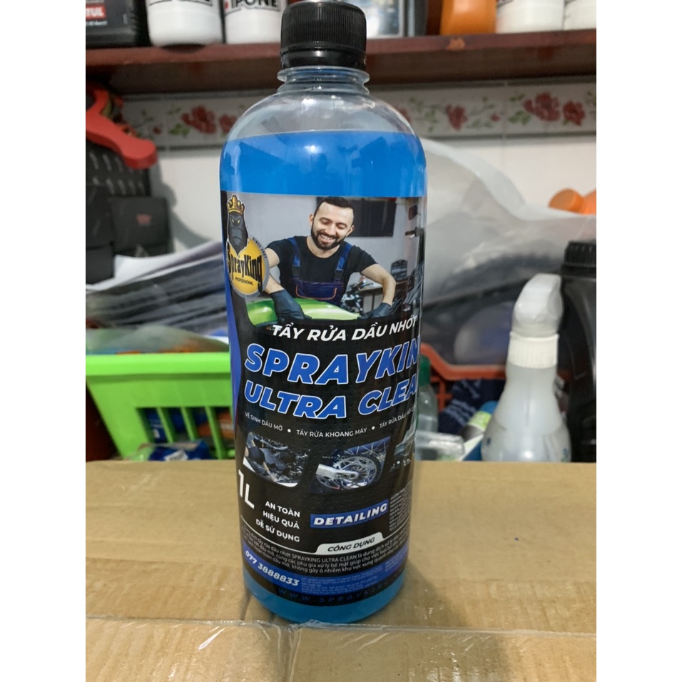 Combo 3 Chai Tặng Cọ Rửa Xe Dung Dịch Tẩy Rửa Lốc Máy SprayKing Repair,Tẩy Dầu Mỡ Ultra Clean, Xà Bông Super Wash