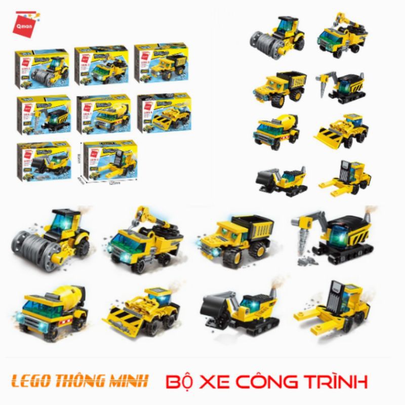 Đồ chơi kiểu Lego mini xếp hình lắp ráp xe công trình (giao hàng ngẫu nhiên)