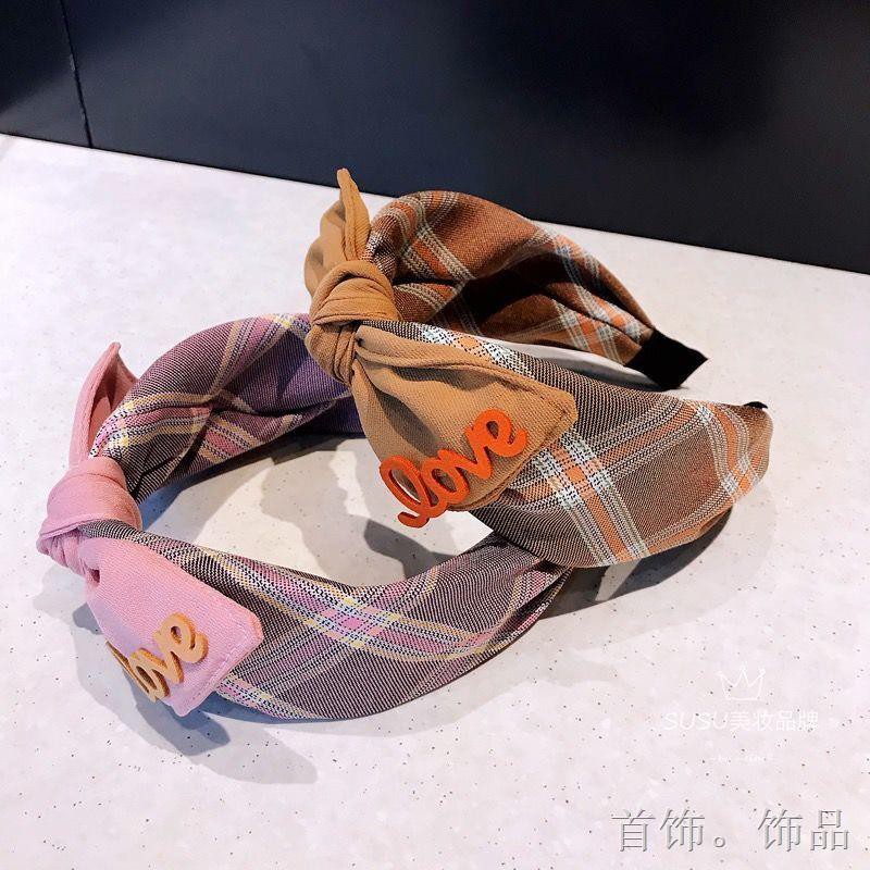 Cung nữ mới sản phẩm vải bảng chữ cái nơ Hàn Quốc kẻ sọc cổ điển đơn giản rộng vành băng đô mũ đội đầu