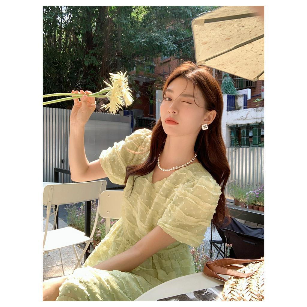 Đầm Ren Ba Chiều Eo Cao Ôm Dáng Màu Trơn Phong Cách Hàn Quốc Thời Trang Mùa Hè Hàng Mới 62414