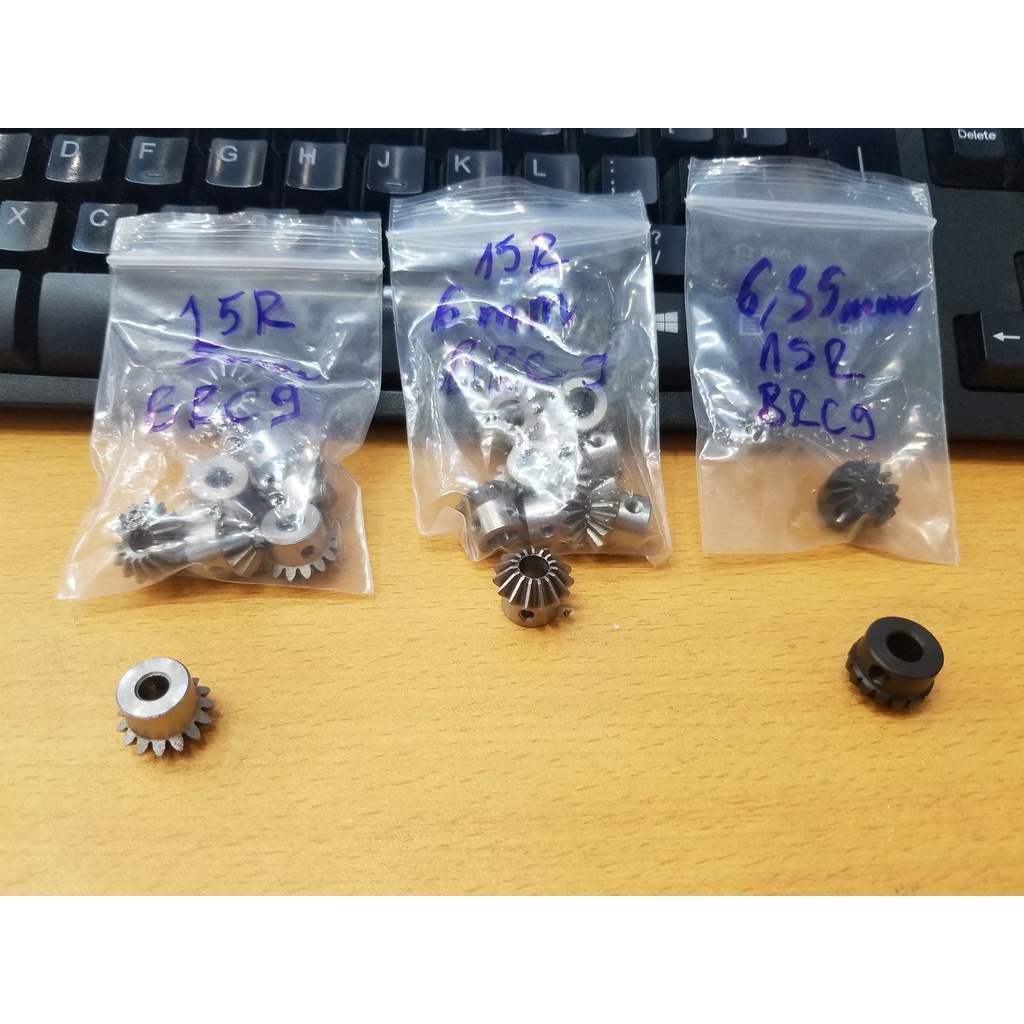 Bánh răng côn kim loại 15 răng lỗ 6.35mm 6mm 5mm truyền động 90 độ,giá bán 1 cái