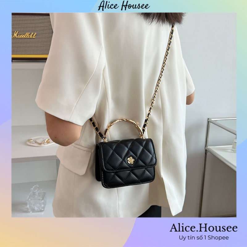 Túi xích đeo chéo cỡ nhỏ Túi mini đeo chéo nữ dây xích dáng vuông - Alicehousee