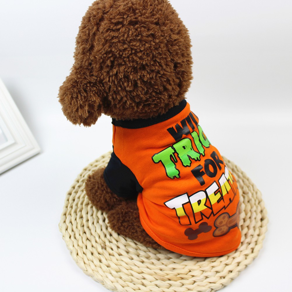 Áo tay ngắn họa tiết cục xương halloween  thời trang cho thú cưng dễ thương