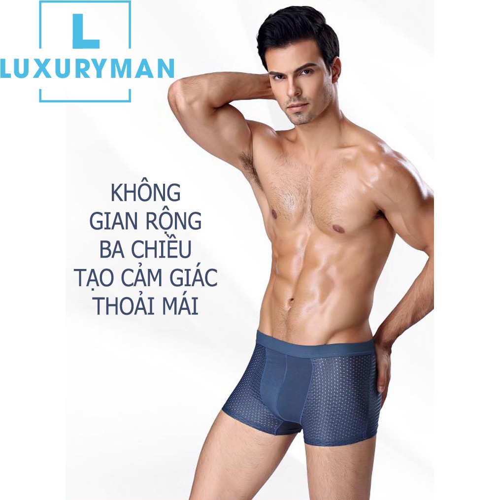 Hộp 4 chiếc sịp đùi thông hơi cao cấp dành cho nam, chất liệu mềm mịn bền đẹp thoáng mát