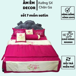 Trọn bộ ga cưới 7 món Satin cotton Thanh lịch, sang trọng, tinh tế - bộ ga phủ satin là món quà cho giấc ngủ