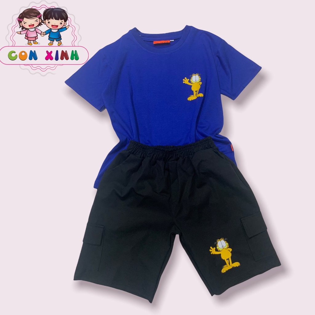 Bộ đồ bé trai CONXINH cotton in hình mèo Masupilami,set quần áo trẻ em từ 5 đến 14 tuổi