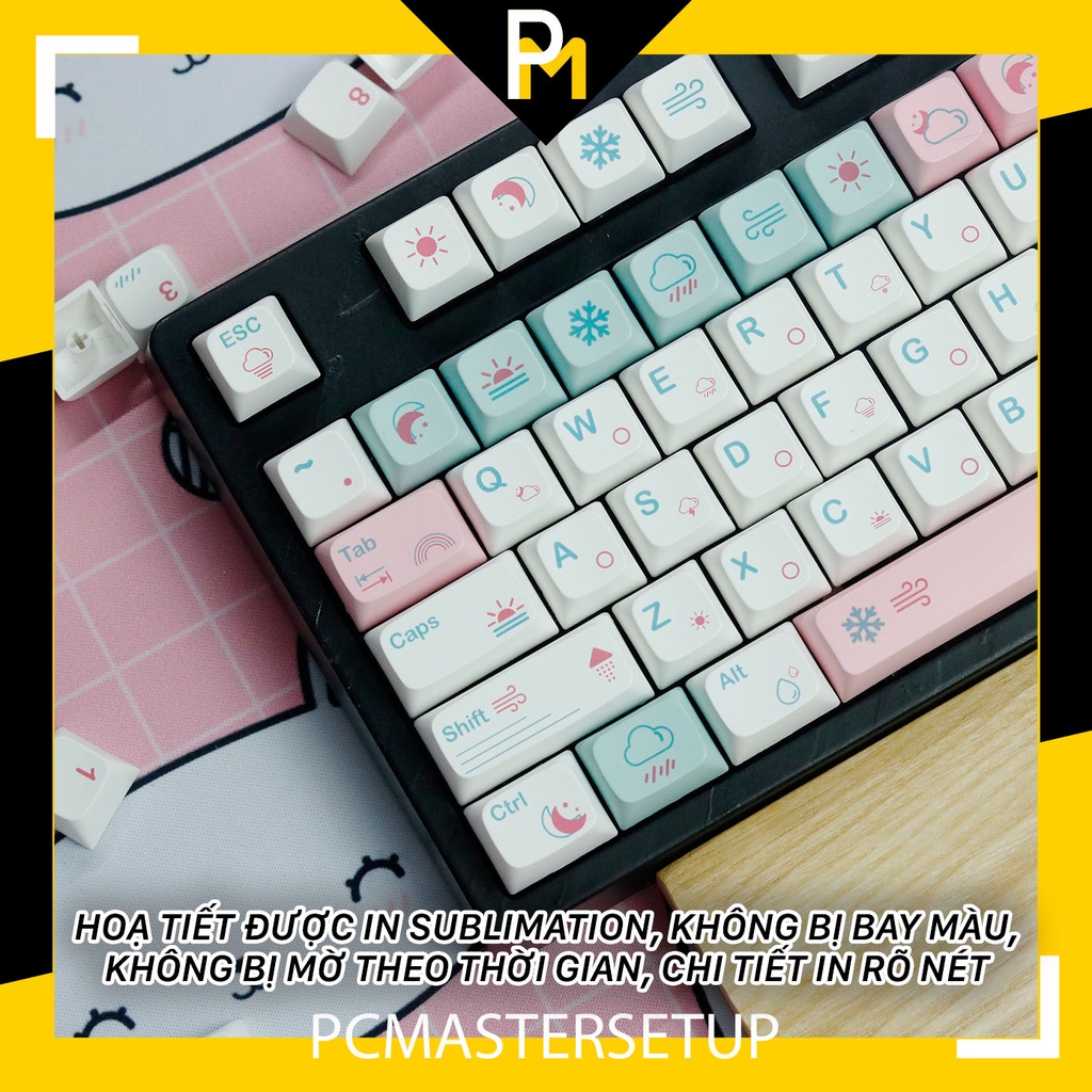 Keycap pbt Thời Tiết cạnh dày 1.5mm FullBox nút cho bàn phím cơ