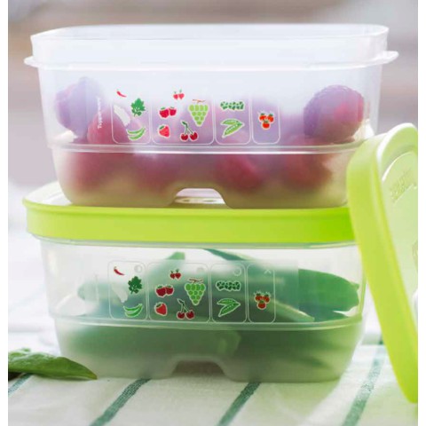 Bộ hộp trữ mát rau củ Ventsmart 4 hộp Tupperware có nút hô hấp giúp trái cây tươi lâu hơn