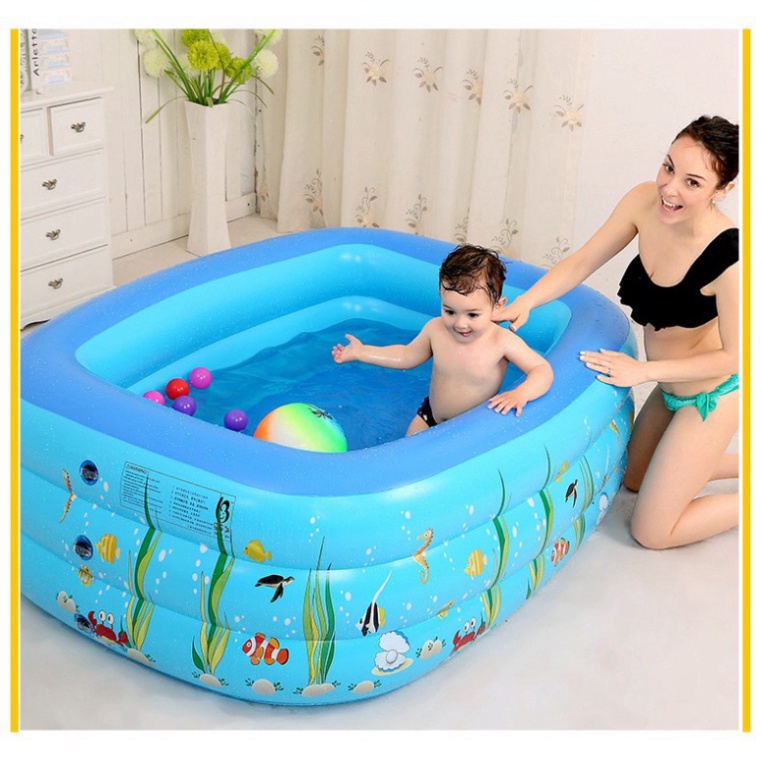 bể bơi phao bơm hơi cho bé 1m5 1m8 2M1 - 3 tầng loại dày em bé Babyjoy Mart