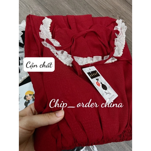 Đầm tiểu thư cổ vuông đính ngọc dự tiệc dáng dài hàng quảng châu | BigBuy360 - bigbuy360.vn