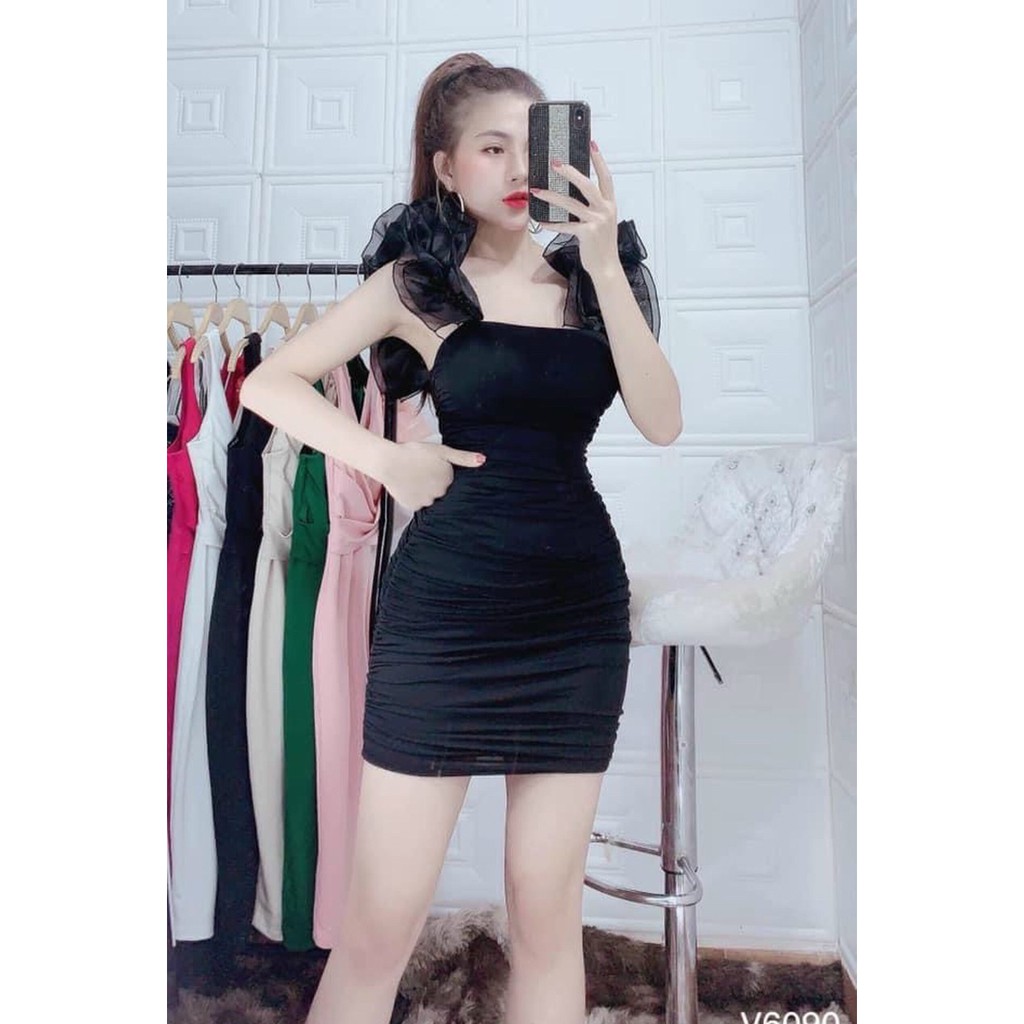 Đầm nữ ❄ FREESHIP ❄ Váy body 2 dây voan thời trang xixo cao cấp - DAM0046