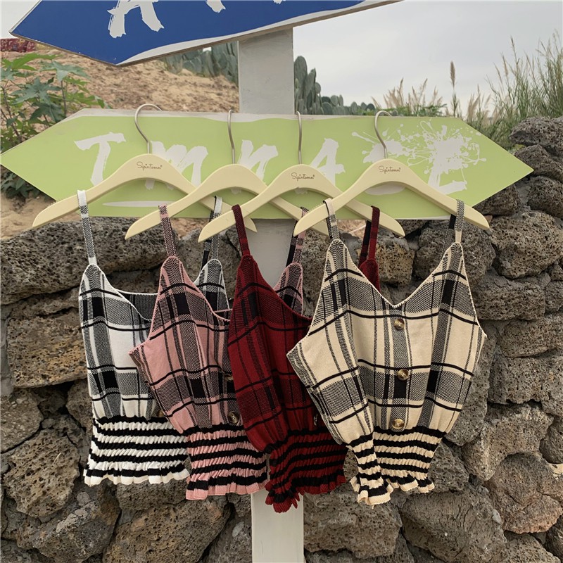 Áo dệt kim hai dây dáng ôm kiểu dáng thời trang dành cho nữ | BigBuy360 - bigbuy360.vn